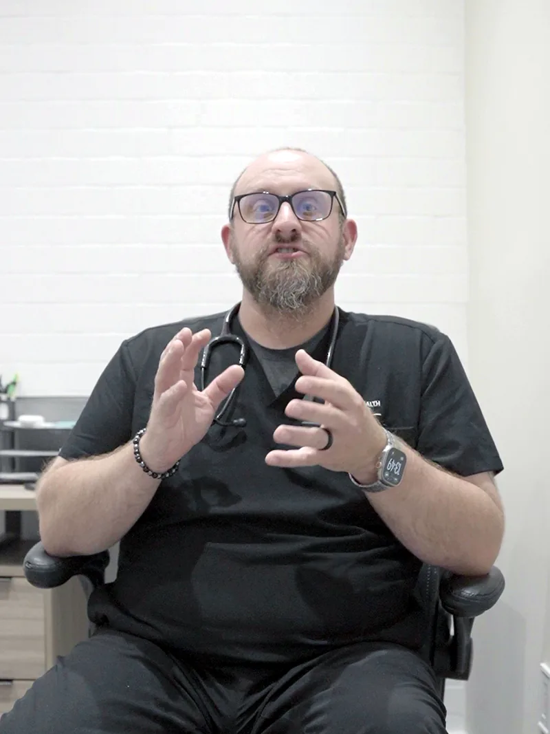 Dan Gottfried, FNP-BC, during a consult at Balanced Health & Wellness