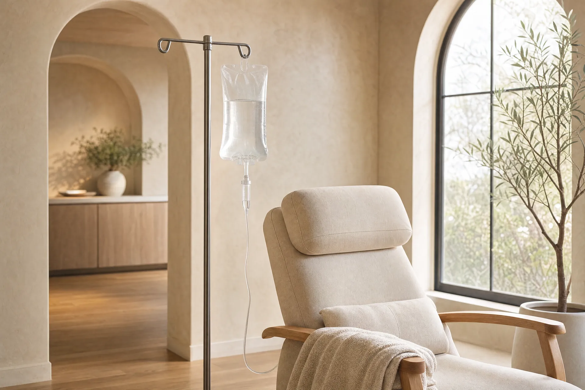 A calm, bright IV therapy space
